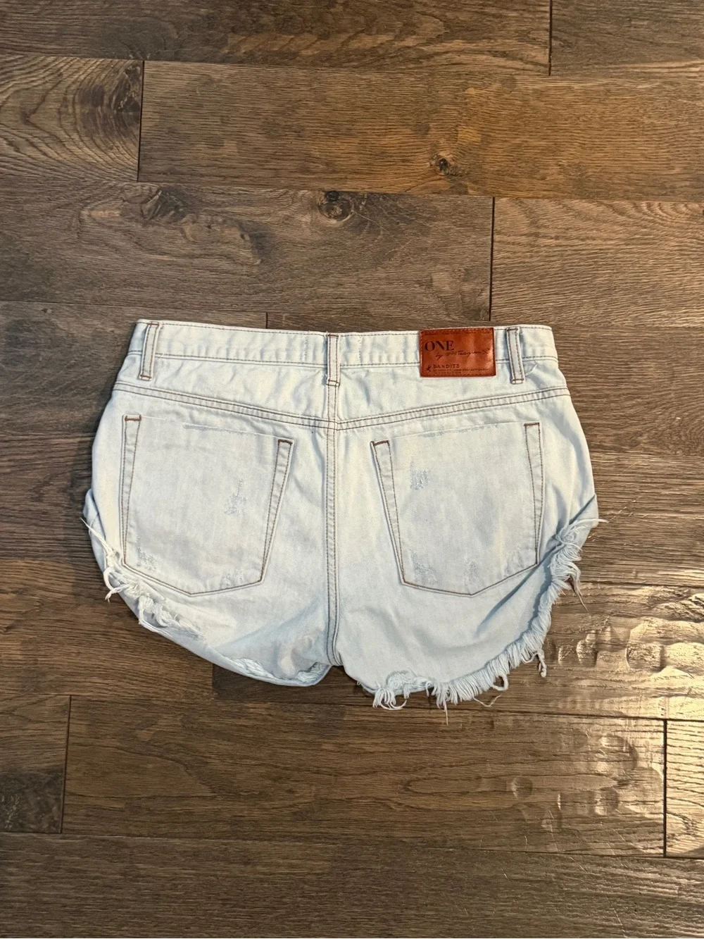 One Teaspoon Light Blue Button-Fly Denim Shorts